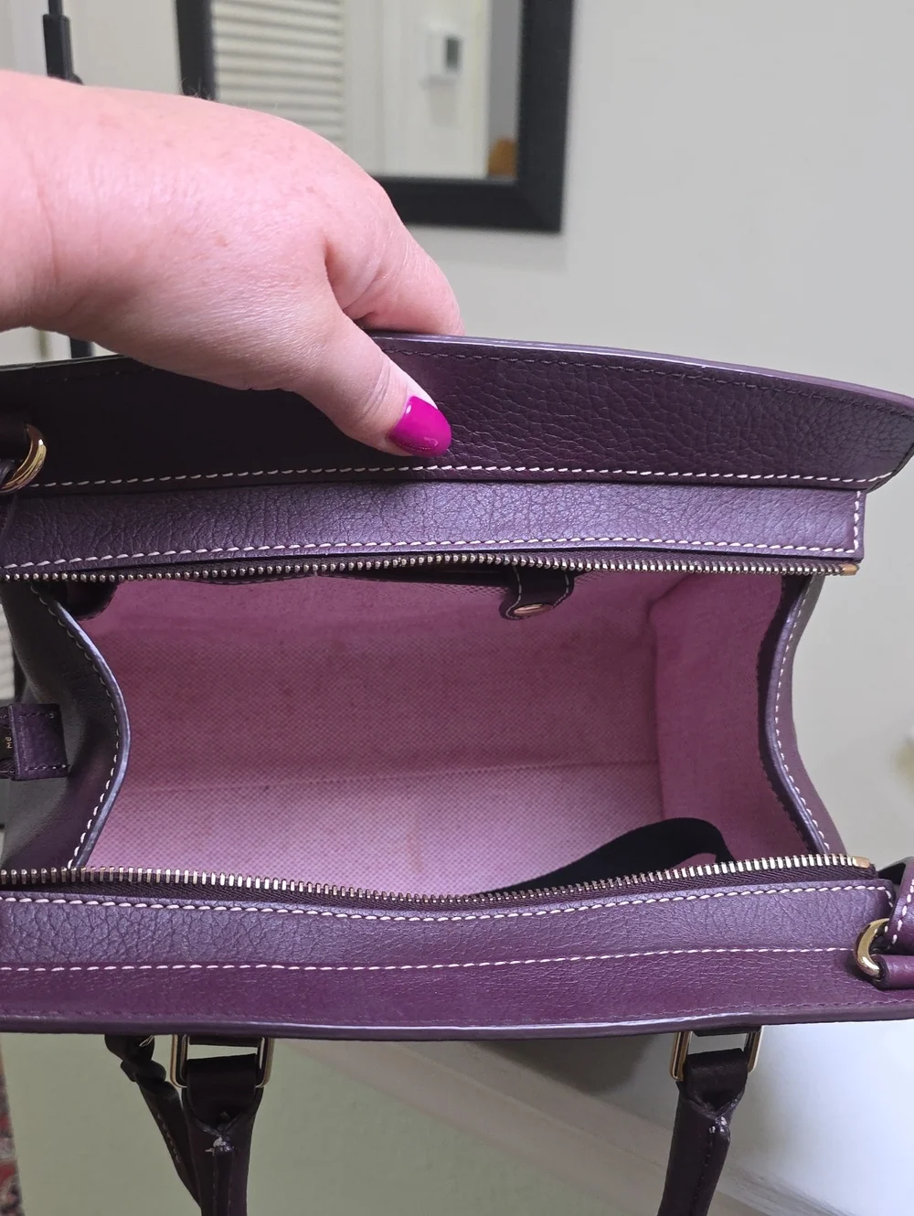 Dooney & Bourke Blair Bag Purple Pebble Leather/Pink Interior EUC